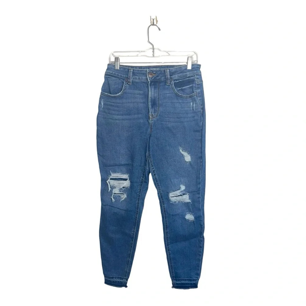 Maurices Patch Ripped Skinny Jeans Medium Wash High Rise Medium Short Women’s - Picture 2 of 13